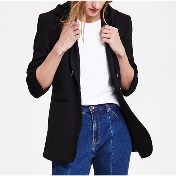 Anne Klein Women's Detachable Hooded Notch-Collar Compression Jacket Size S - Picture 1 of 3